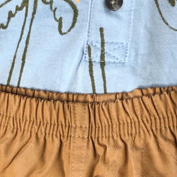 Carter's Baby Boy 2 Piece Bodysuit with Shorts Blue with Palm Trees Sun 3M - Picture 4 of 7